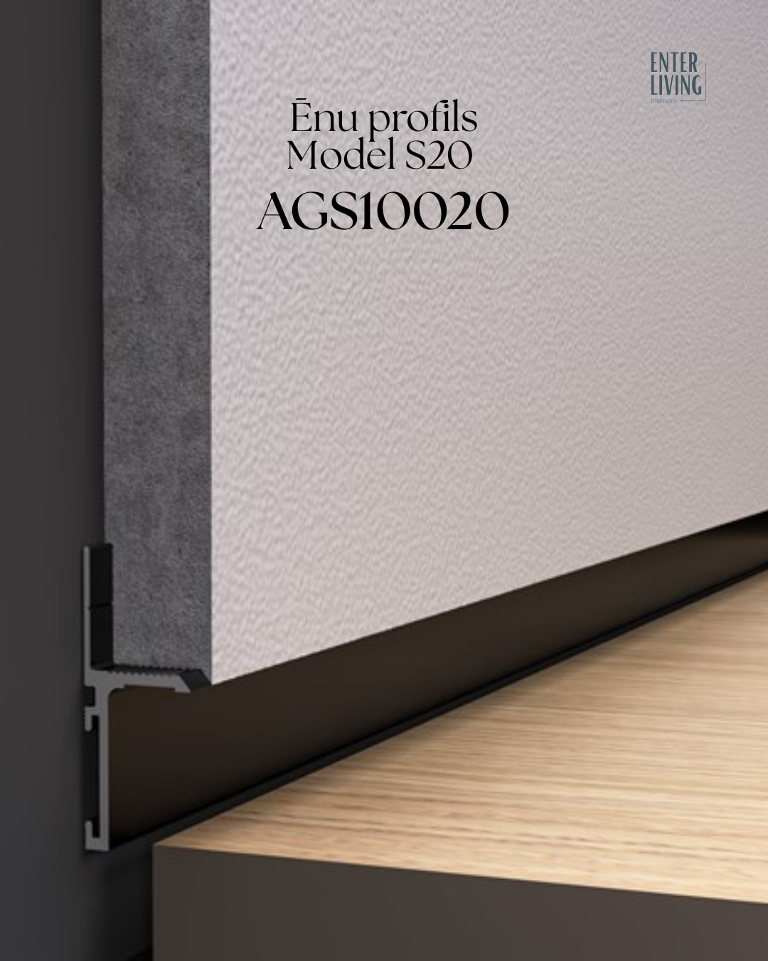 Ēnu profils Model S20, melns 2000 x 37 x 14,3 mm