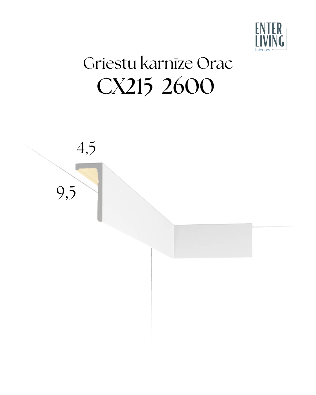 CX215-2600 Griestu karnīze 260 x 9.5 x 4.5 cm