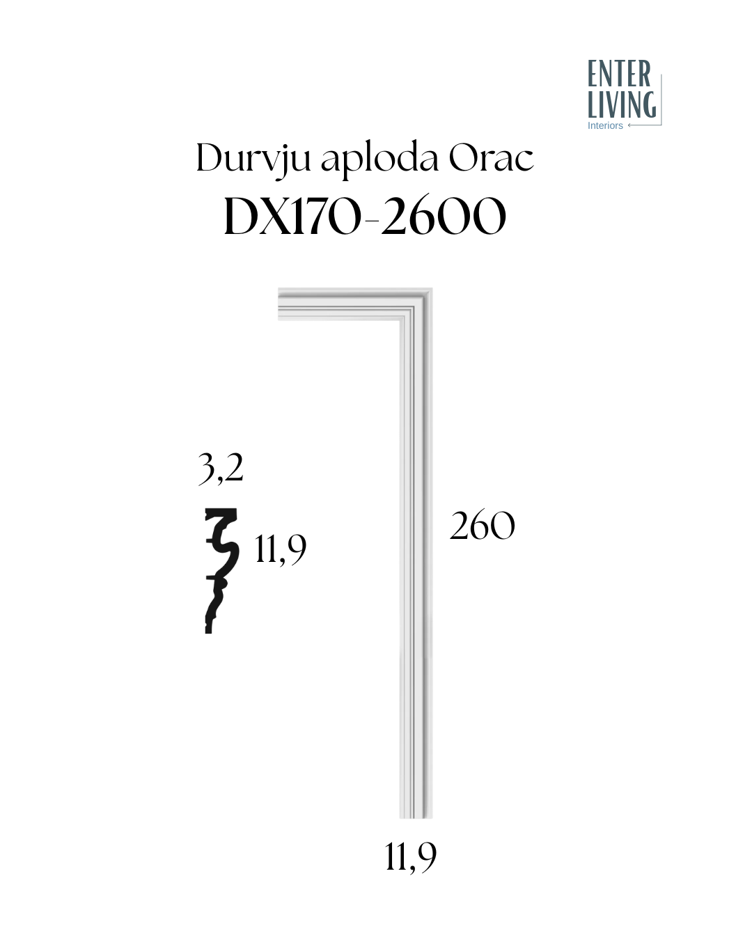 DX170-2300 Door trim 230 x 3.2 x 11.9 cm