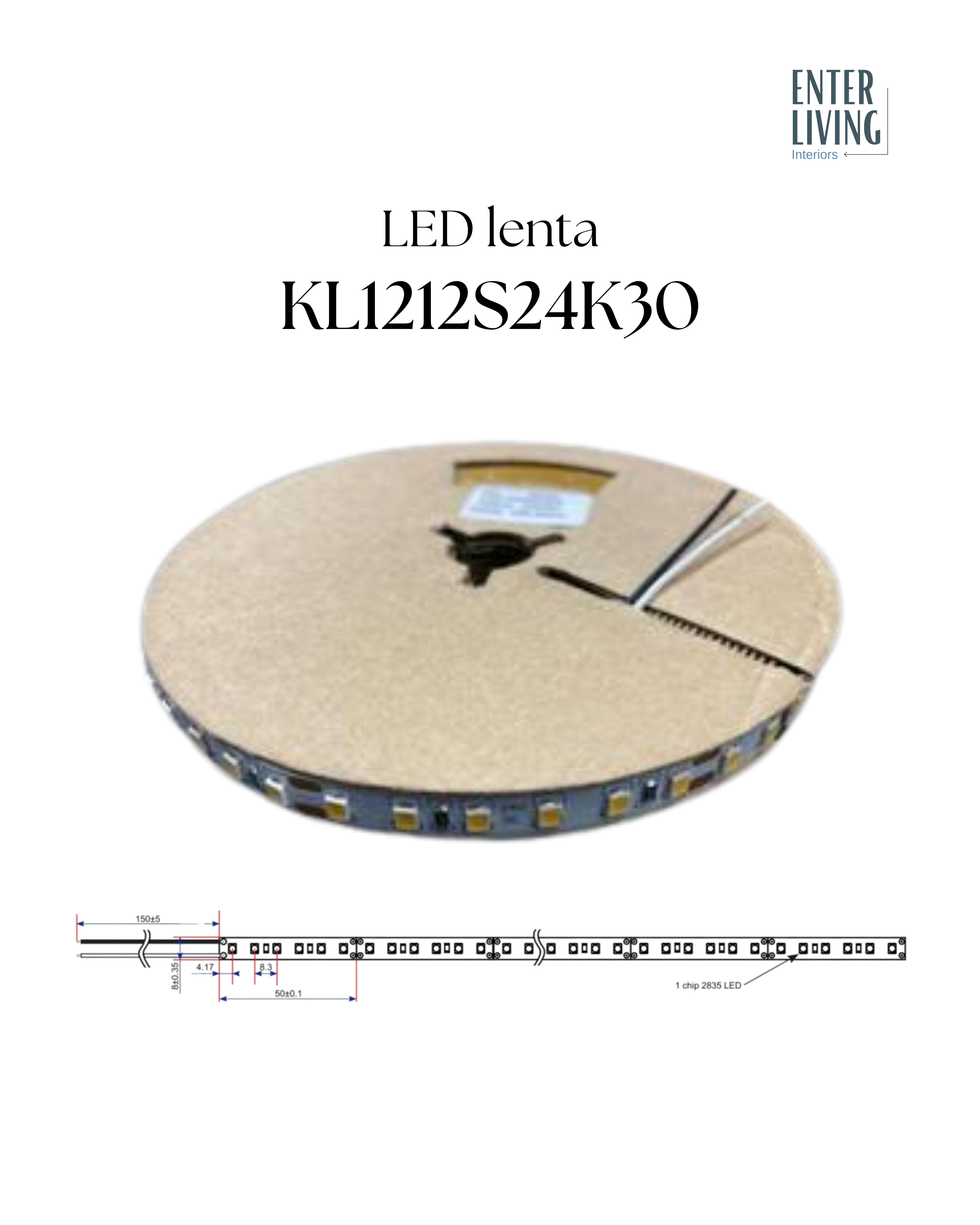 LED lenta, 5 metri, 12.5 W 1300lm 3000K 24V IP20 CRI90