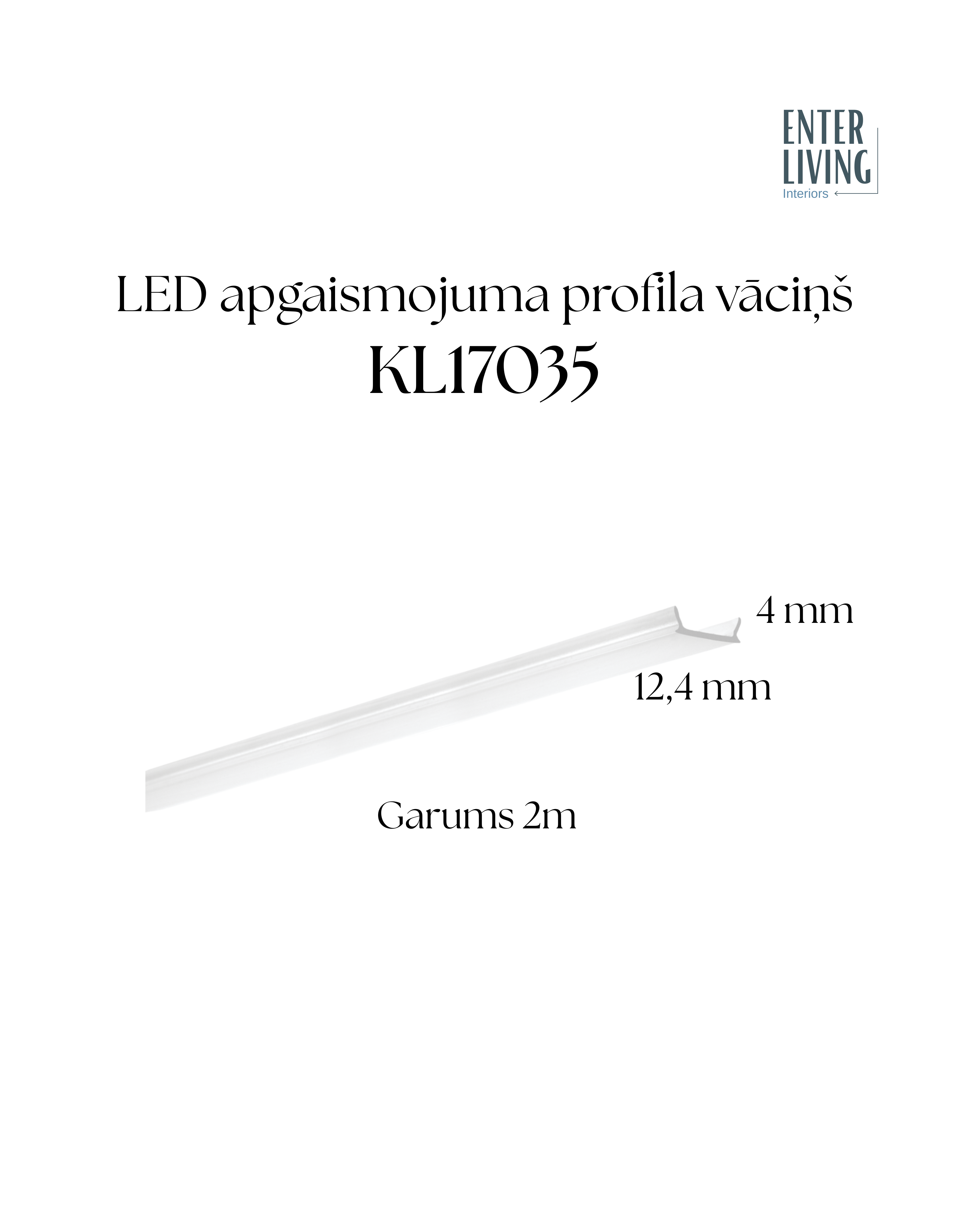LED profila vāciņš, 2 metri, KA matēts KLUŠ Enter Light,