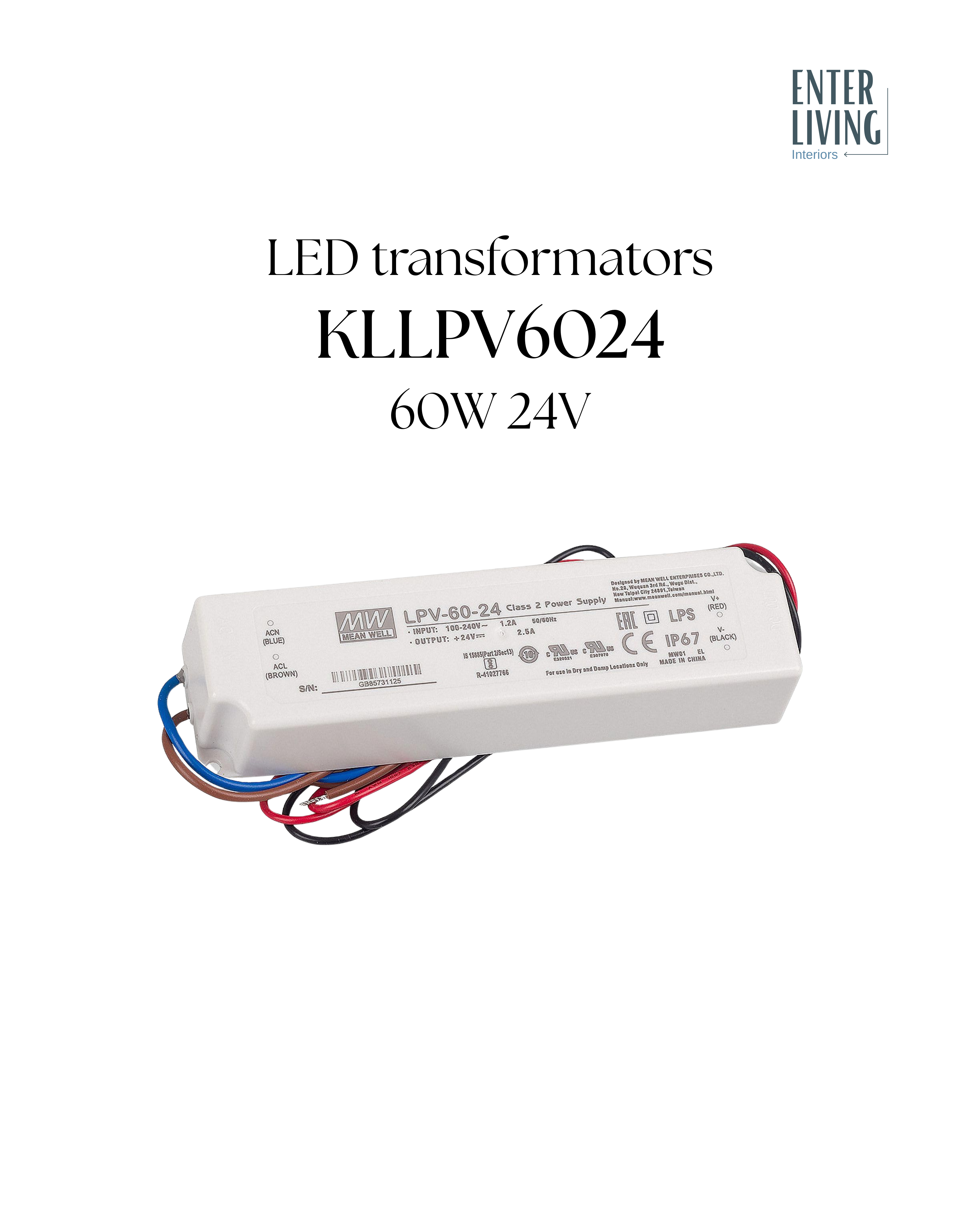 LED transformators LPV-60-24 60W 24V IP67