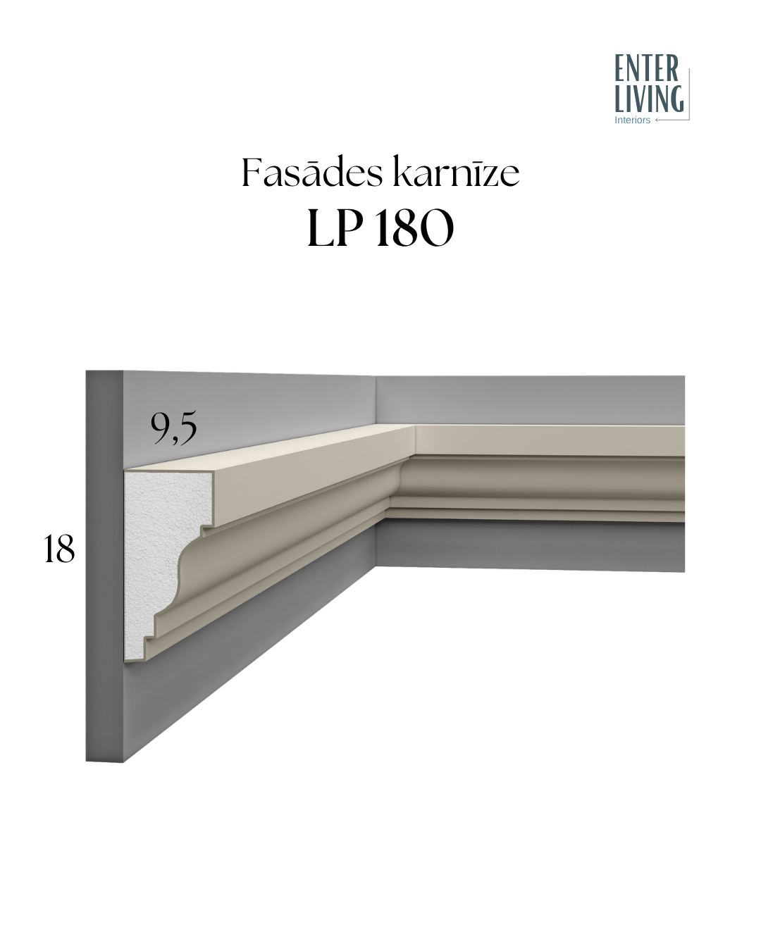 LP 180 Fasādes karnīze 200 x 18 x 9,5 cm