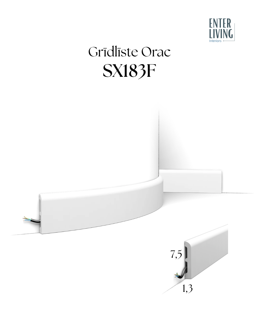 SX183F Grīdlīste Flex 200 x 7,5 x 1,3 cm