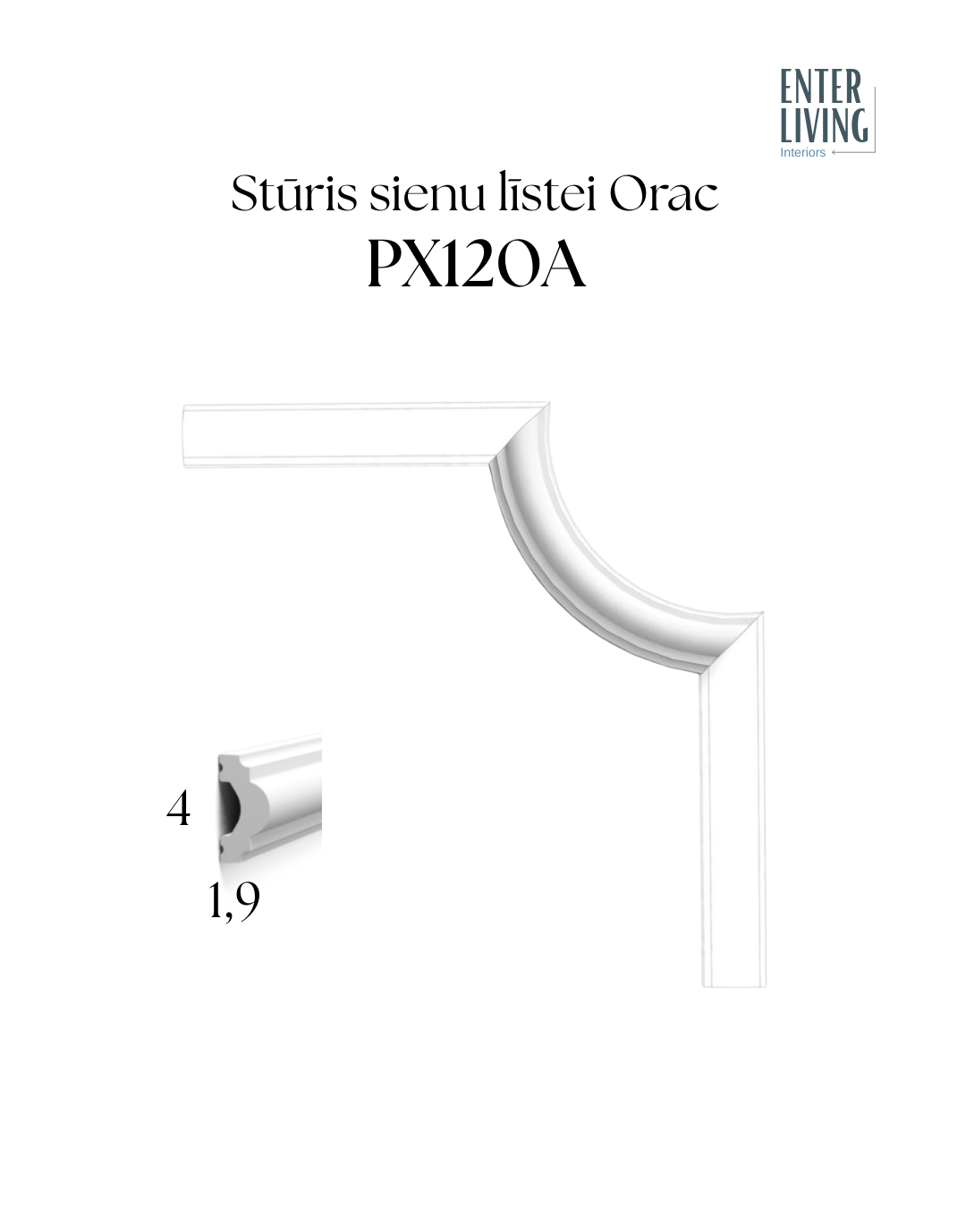 PX120 Sienu līste 200 x 4 x 1.9 cm