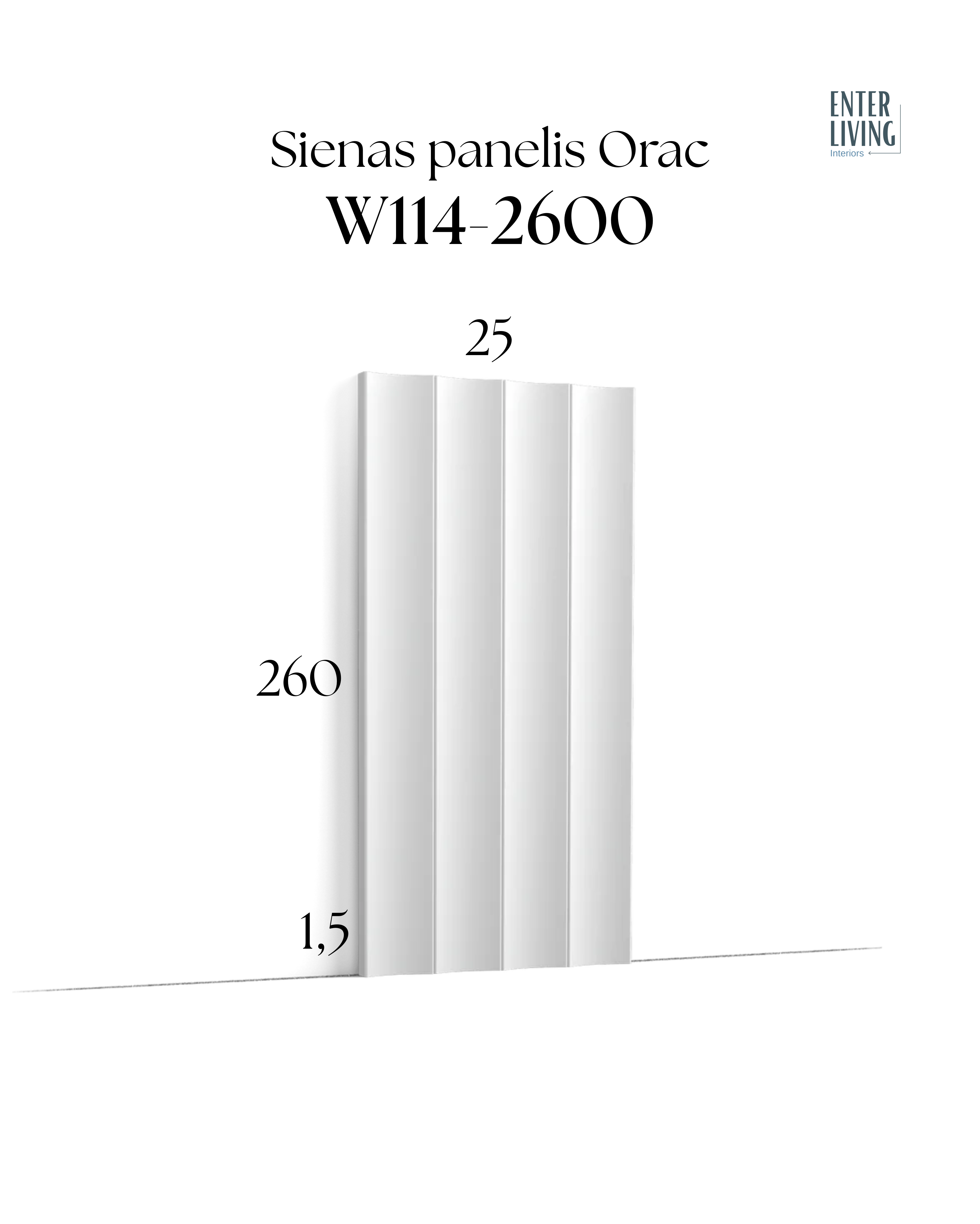 W114-2600 Sienas panelis VALLEY XL 260 x 1.5 x 25 cm