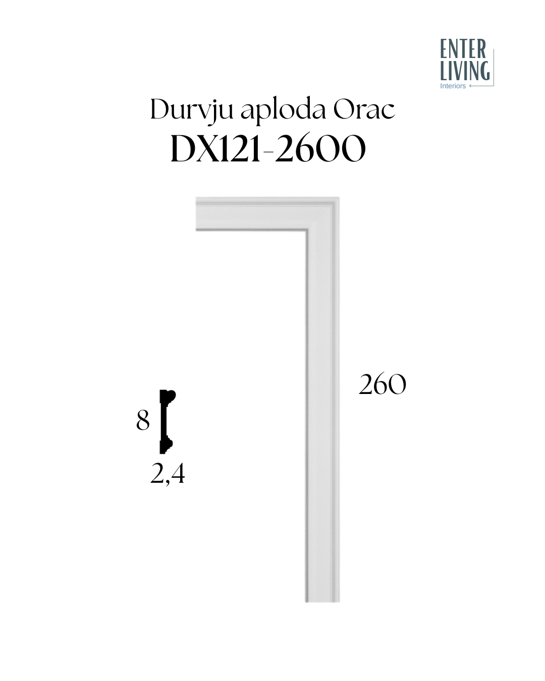 DX121-2600 Durvju līste 260 x 2.4 x 8 cm