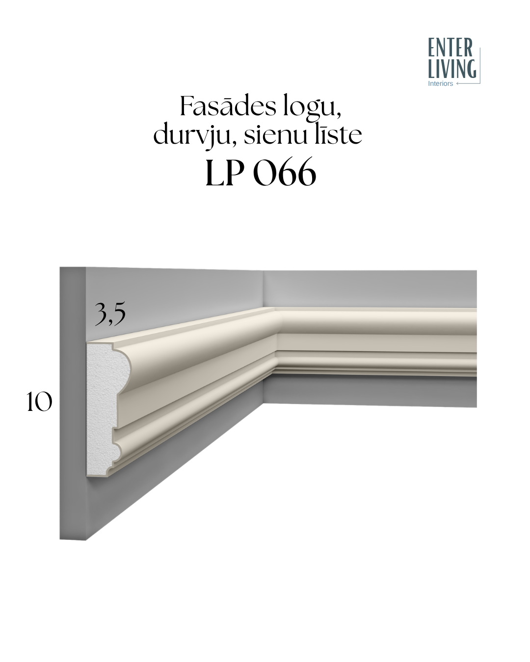 LP 066 Fasādes logu, durvju, sienu līste 200 x 8 x 3 cm