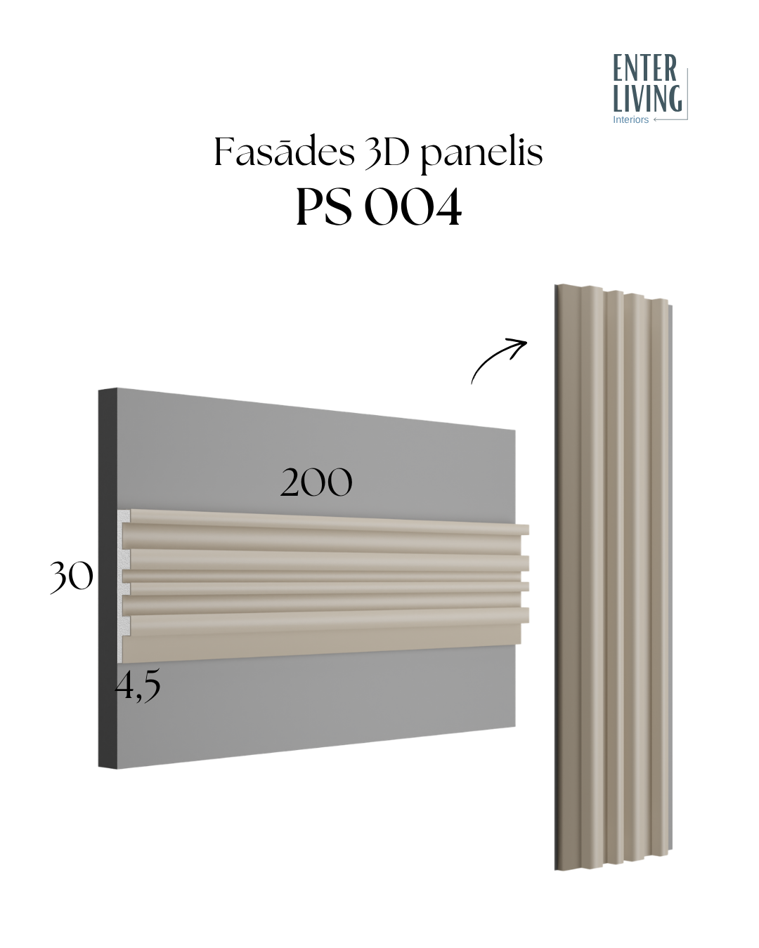 PS 004 Fasādes 3D panelis 200 x 30 x 5 cm