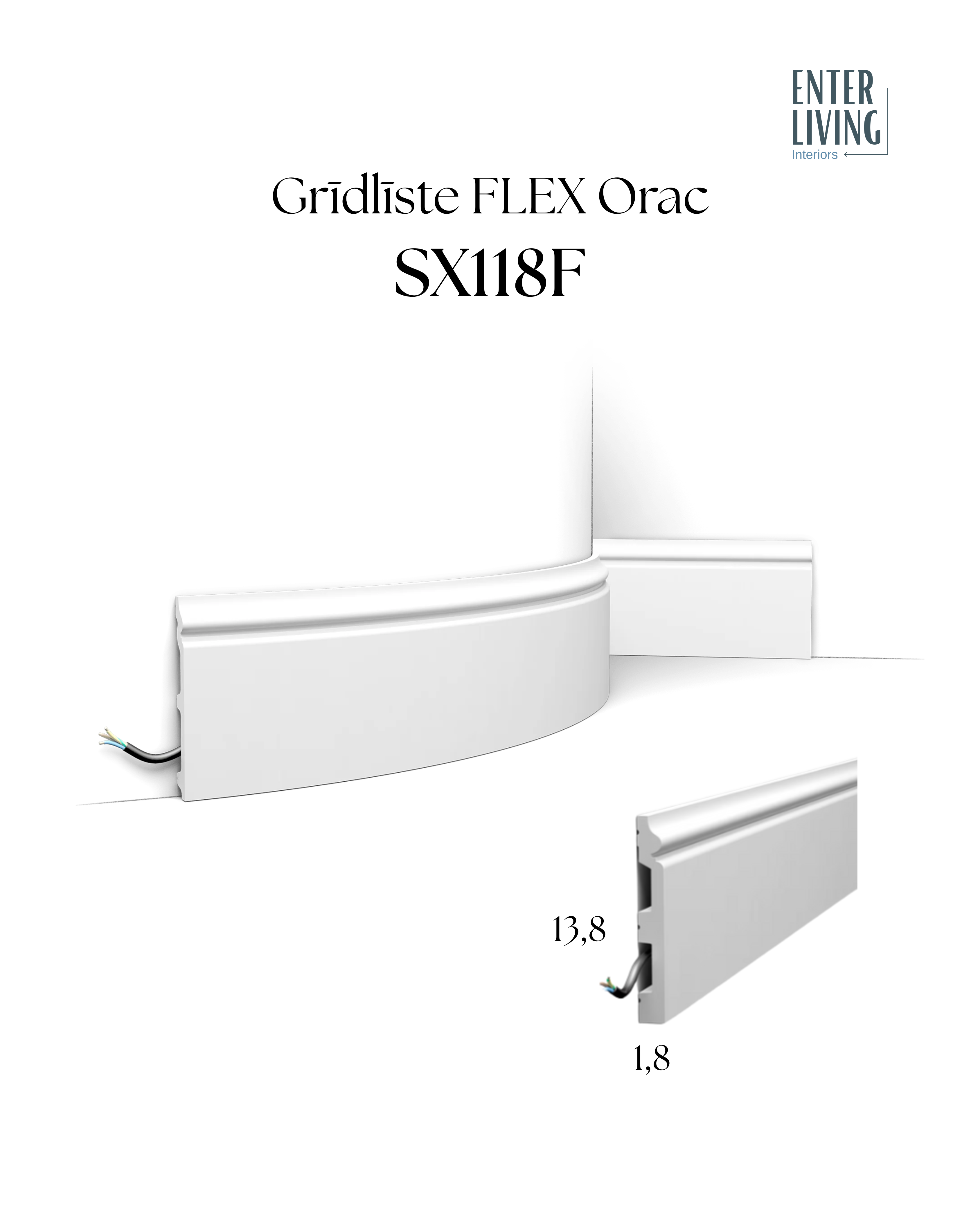 SX118F Grīdlīste Flex 200 x 1.8 x 13.8 cm