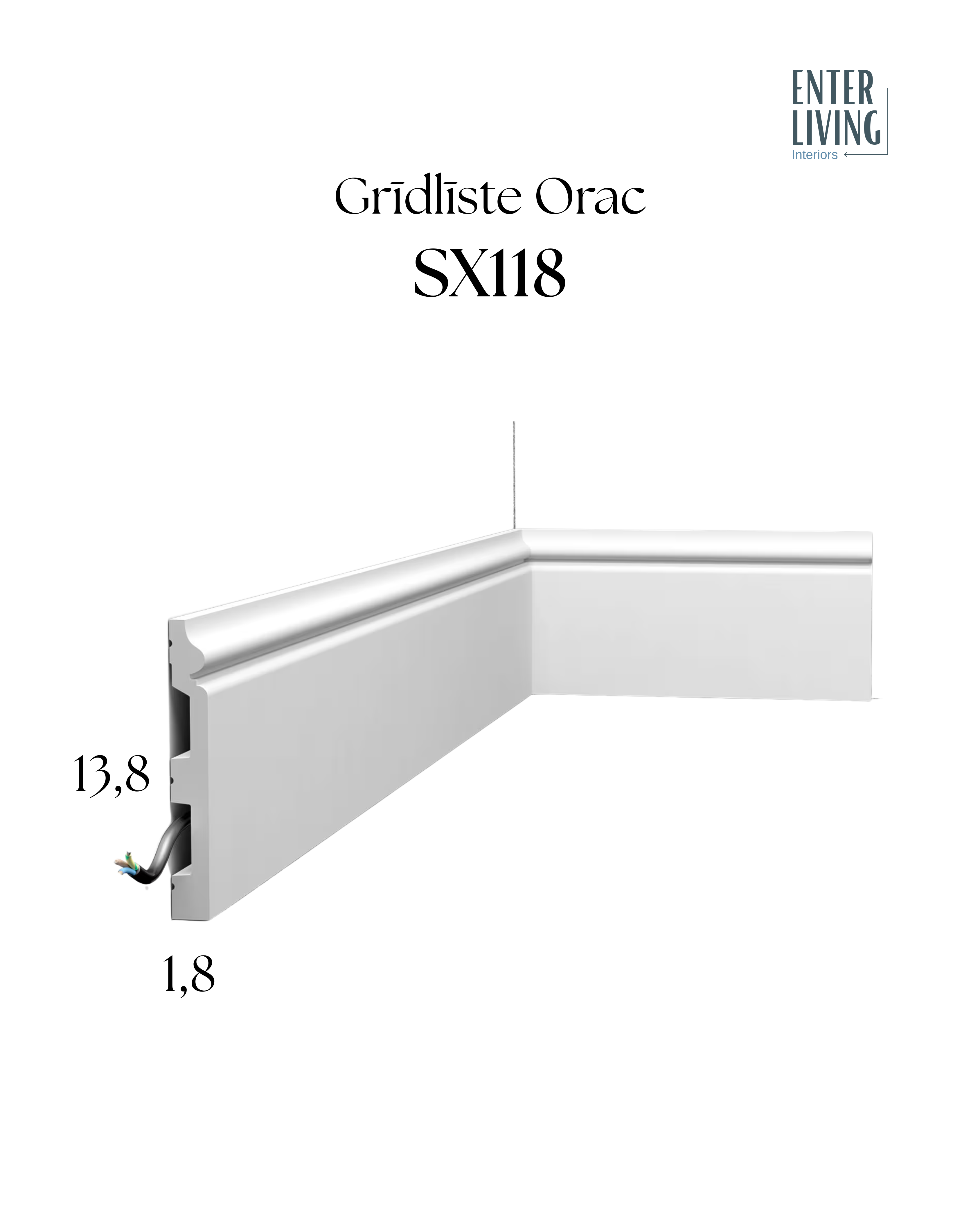 SX118 Grīdlīste 200 x 1.8 x 13.8 cm