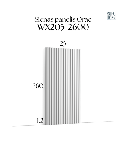 WX205-2600 Sienas panelis TRACK 260 x 1.3 x 25 cm