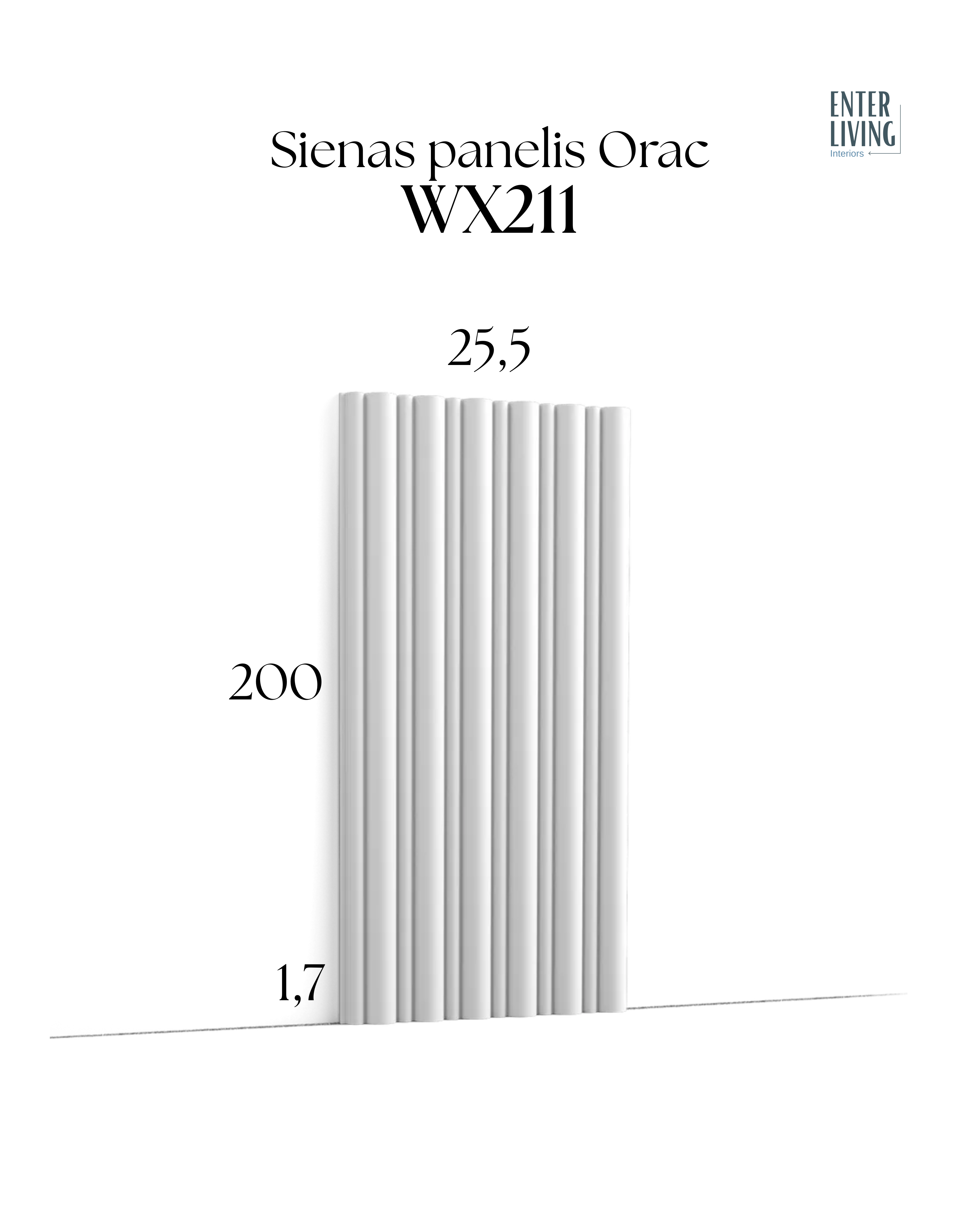 WX211 Sienas panelis FLUTE 200 x 1.7 x 25.5 cm