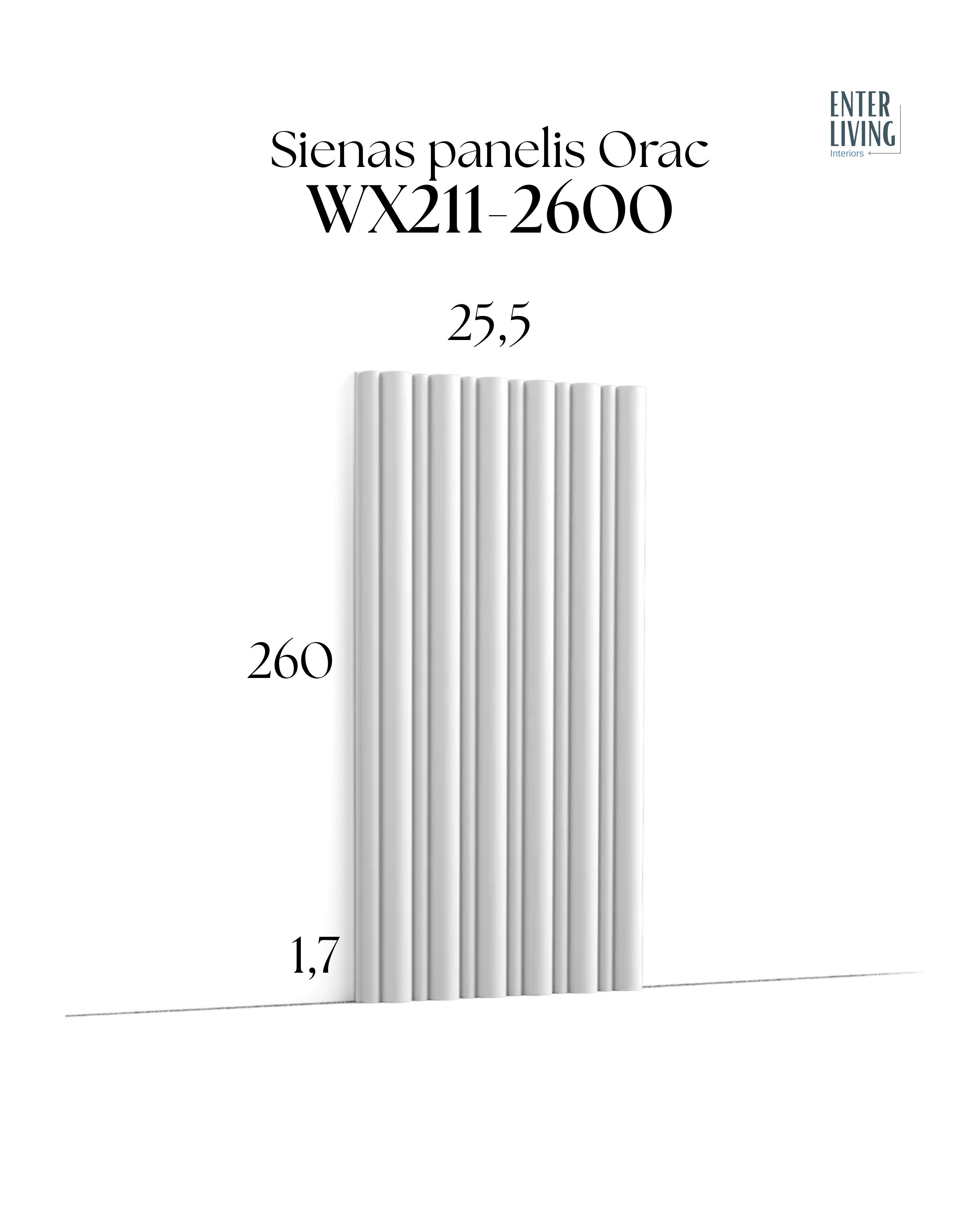 WX211-2600 Sienas panelis FLUTE 260 x 1.7 x 25.5 cm